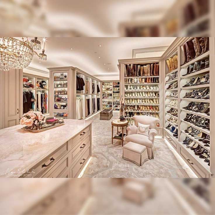  قیمت طراحی اتاق لباس با درب/ چهار وجه دیوار/ به سبک کلاسیک