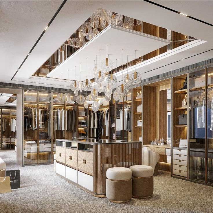  قیمت طراحی اتاق لباس با درب/ چهار وجه دیوار/ به سبک مدرن