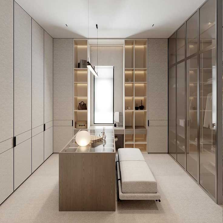  قیمت طراحی اتاق لباس با درب/ سه وجه دیوار/ به سبک مدرن