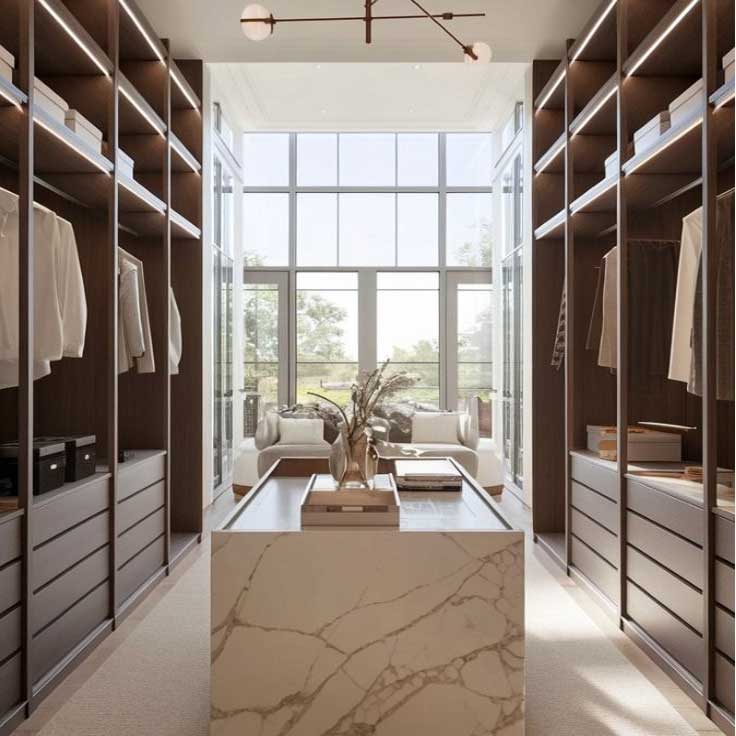 قیمت طراحی اتاق لباس با درب/ دو وجه دیوار/ به سبک مدرن